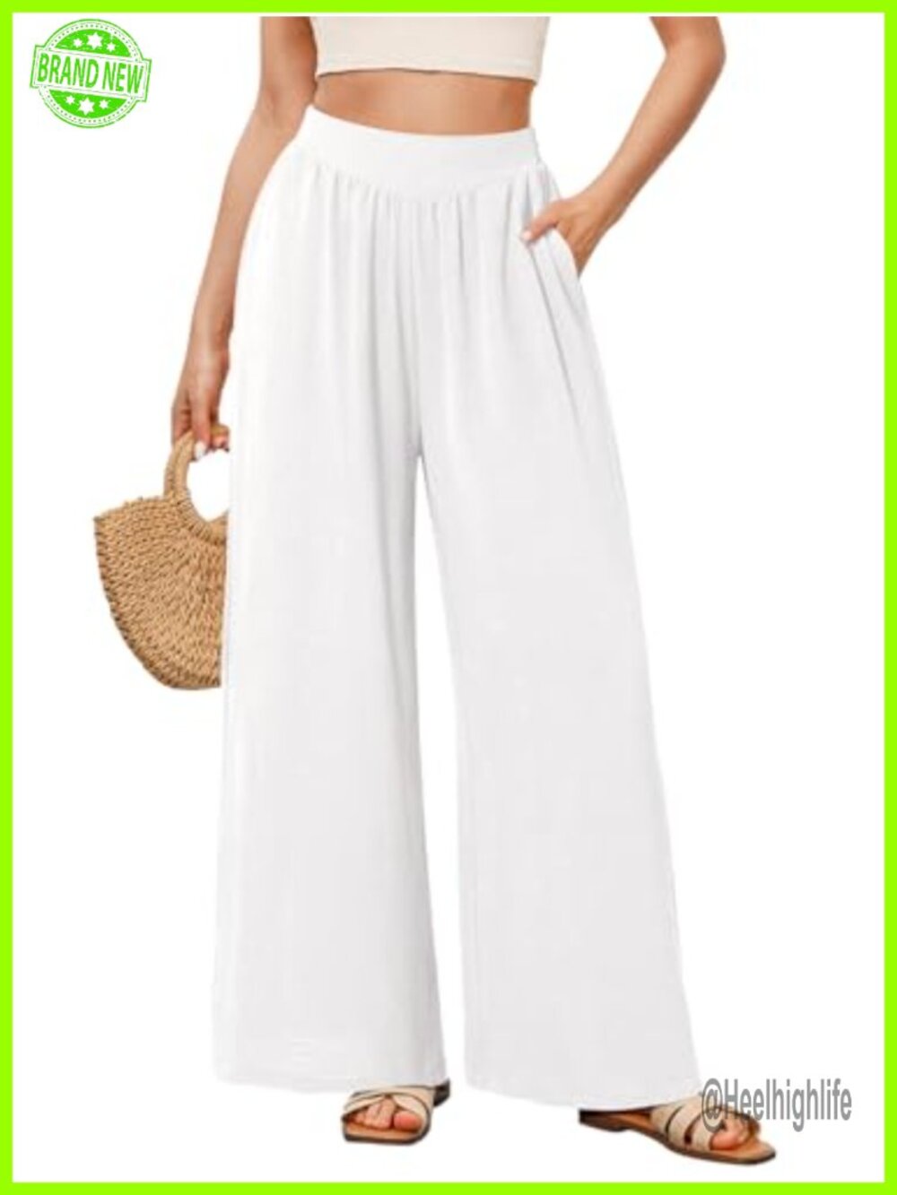 Women Palazzo Pants Wide Leg High Waist Flowy Lounge With Pockets